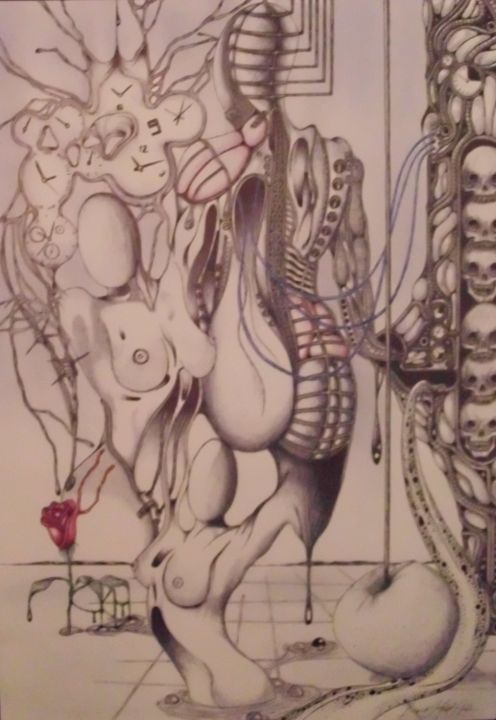 Dessin intitulée "PERSONAL EVOLUCON" par Bruno Lopes, Œuvre d'art originale, Stylo à bille