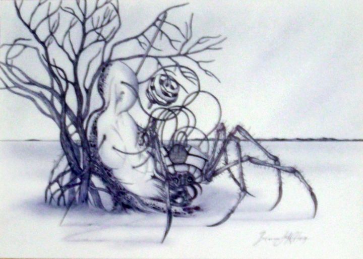 Dessin intitulée "PREDATOR" par Bruno Lopes, Œuvre d'art originale, Stylo à bille