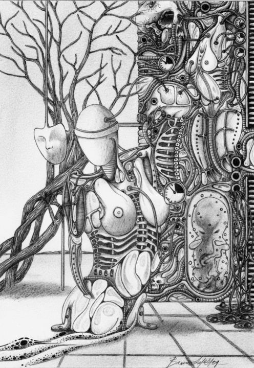 Dessin intitulée "ARTIFICIAL LIFE" par Bruno Lopes, Œuvre d'art originale, Stylo à bille