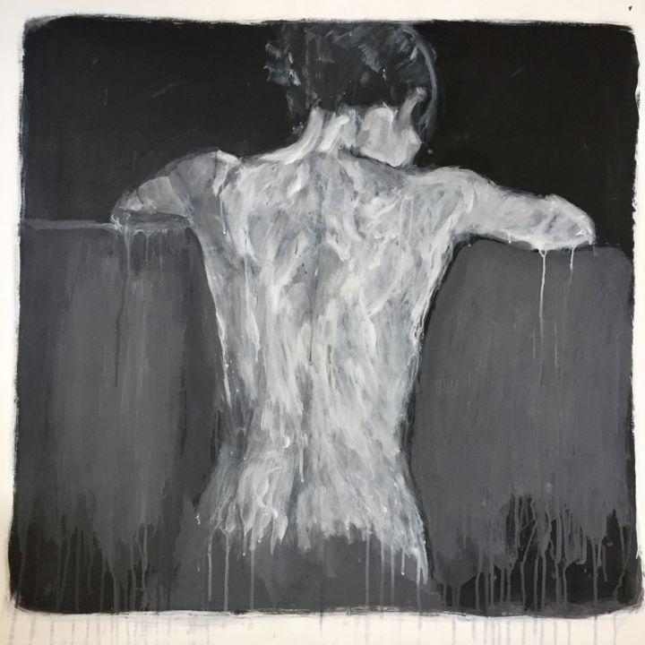 Tableau Femme Nu de Dos Noir et Blanc Peinture par Bruno Raharinosy |  Artmajeur