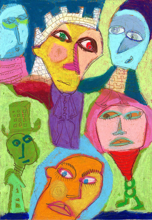 Disegno intitolato "diversité.jpg" da Bruno Salaün, Opera d'arte originale, Pastello