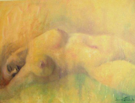 Painting titled ""Mulher dormindo"" by Bruno Steinbach, Original Artwork, Oil