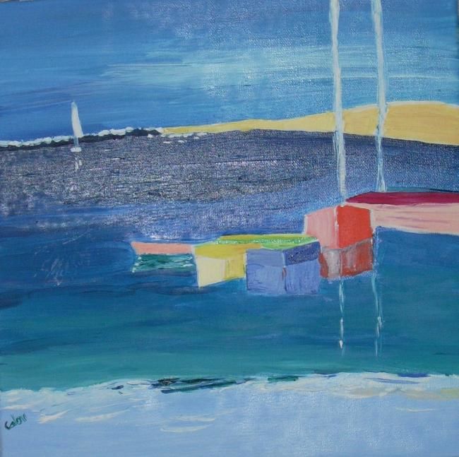 Peinture intitulée "Bord de mer" par Calou, Œuvre d'art originale