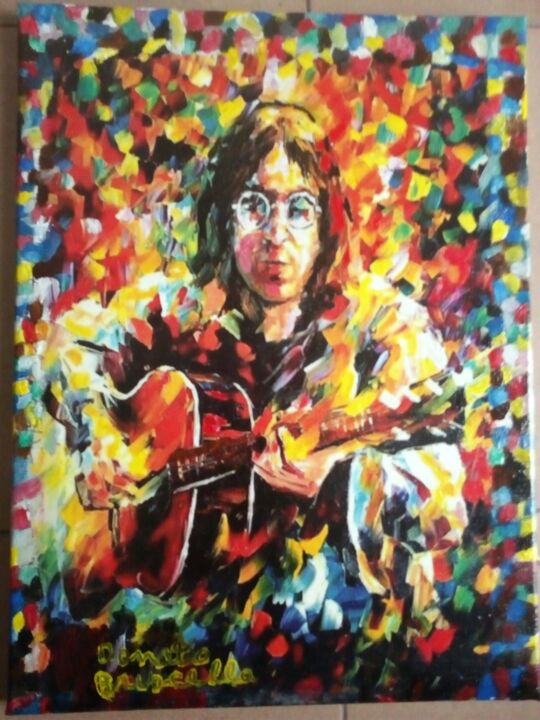 Peinture intitulée "Jon Lennon" par Bruscella Donato, Œuvre d'art originale, Huile
