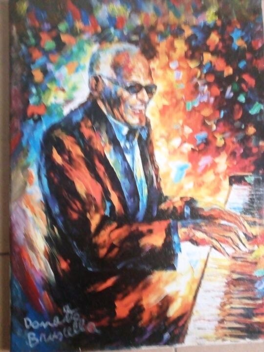 Painting titled "Ray Charles" by Bruscella Donato, Original Artwork, Oil