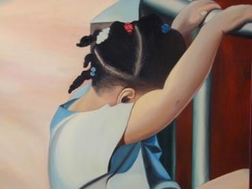 Painting titled "Child at Play" by Alec Yates, Original Art, Oil