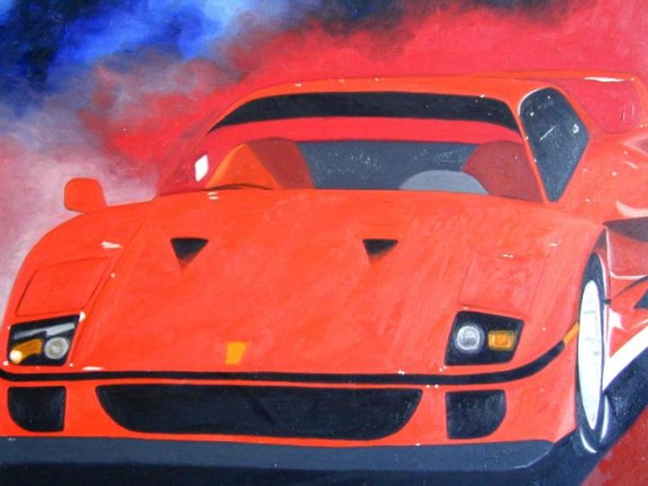 Peinture intitulée "Ferrari" par Alec Yates, Œuvre d'art originale