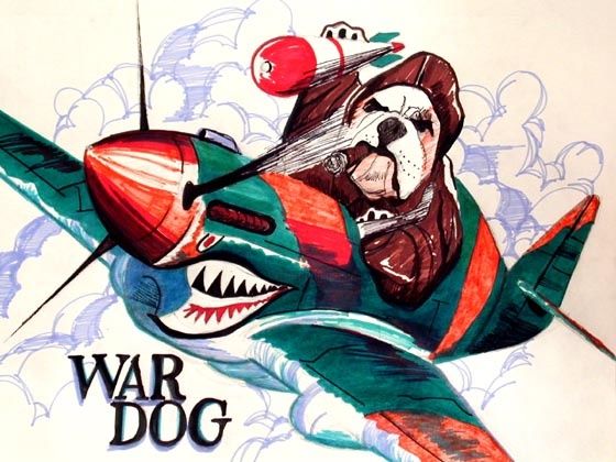 Painting titled "War Dog (T-Shirt)" by Alec Yates, Original Artwork