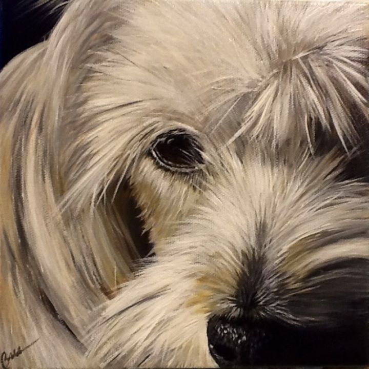 Painting titled "Furry Face" by Douglas Reinhardt, Original Artwork, Oil