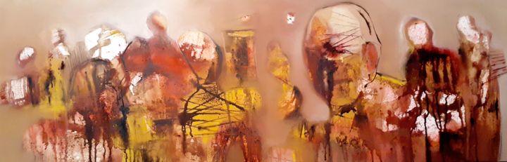 Pittura intitolato "Exode" da Hichem Ben Sghaier, Opera d'arte originale, Acrilico