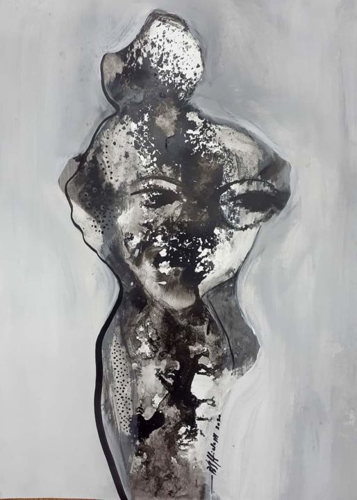 Dessin intitulée "elle" par Hichem Ben Sghaier, Œuvre d'art originale, Encre
