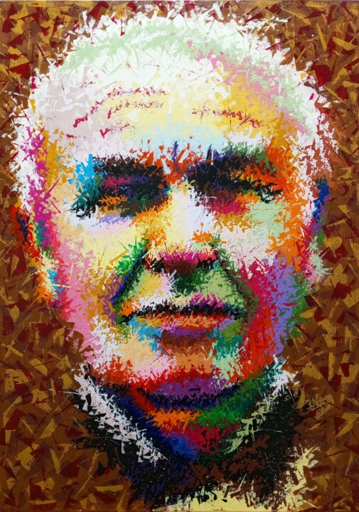 Картина под названием "Thomas Alva Edison" - Анатолий Рабков, Подлинное произведение искусства, Акрил Установлен на Деревянн…