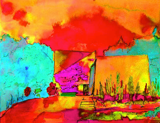 Digital Arts titled "Brentwood house" by Barbara Tabachnick, Original Artwork, 2D Digital Work