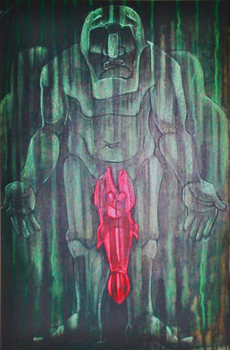 Painting titled "redfish" by Bubon, Original Artwork, Gouache