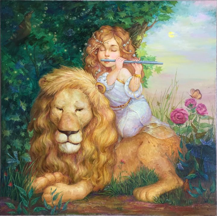 Painting titled "Song for the King" by Katya Dudnik, Original Artwork, Oil