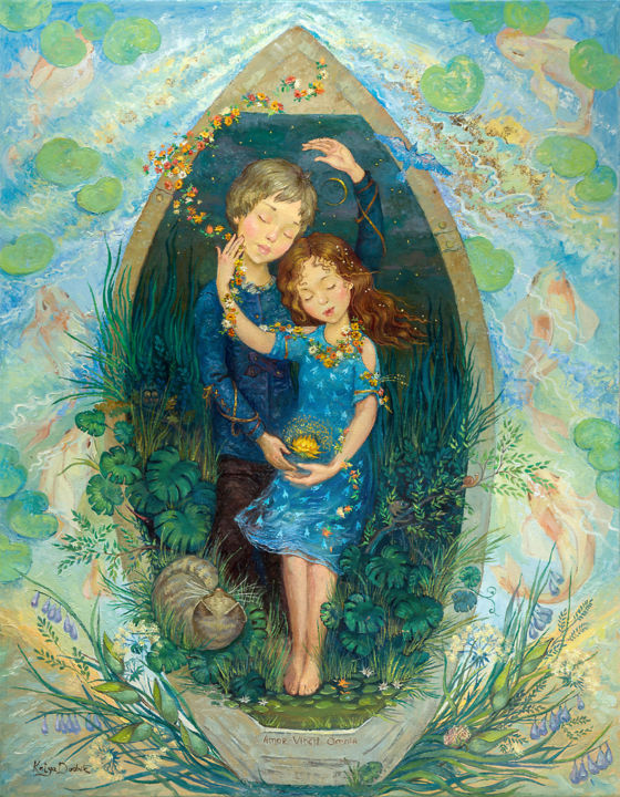 Painting titled "Stream of Life" by Katya Dudnik, Original Art, Oil