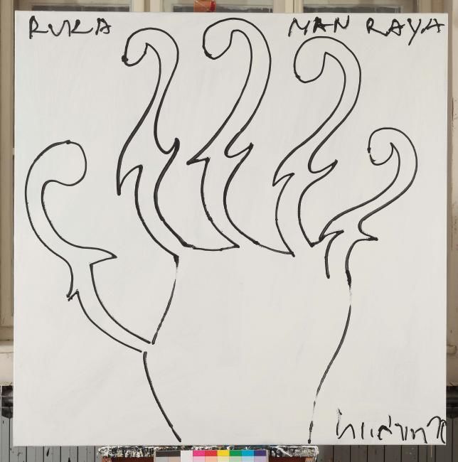 Schilderij getiteld "MAN RAYS HAND-RUKA…" door Bucan, Origineel Kunstwerk, Olie