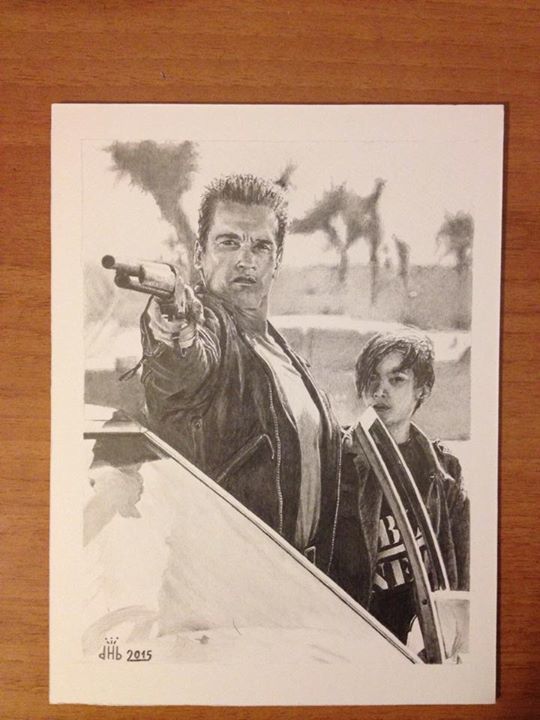 Dessin intitulée "terminator-2.jpg" par Dhb, Œuvre d'art originale, Graphite