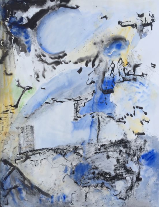 Painting titled "À Édouard Glissant" by Bénédicte Bucher, Original Artwork, Watercolor