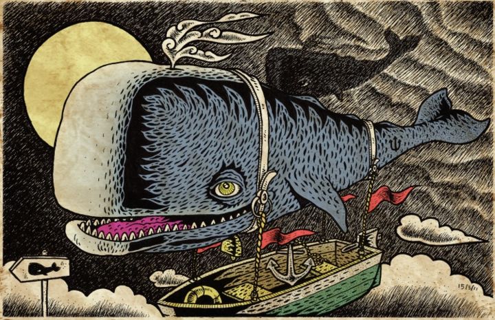 Disegno intitolato "balena3.jpg" da Luca Molinas, Opera d'arte originale
