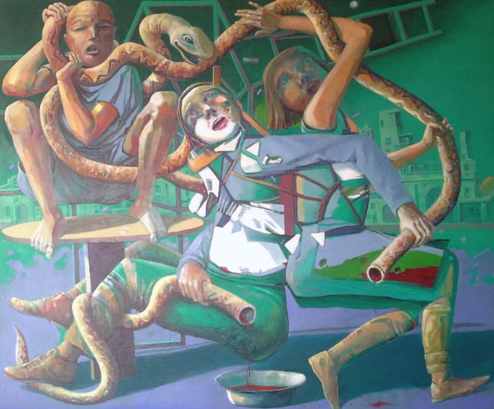 Painting titled "New Lacoon" by Валерий Буев, Original Artwork, Oil