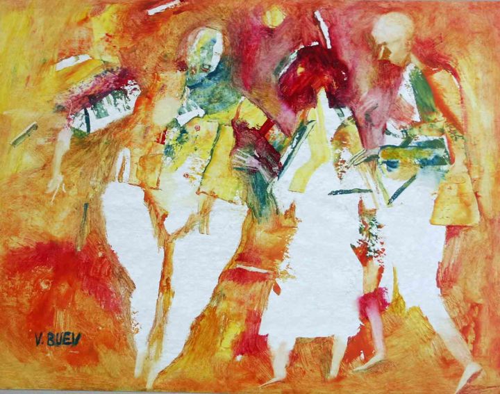 Painting titled "composition-figurat…" by Валерий Буев, Original Artwork, Oil