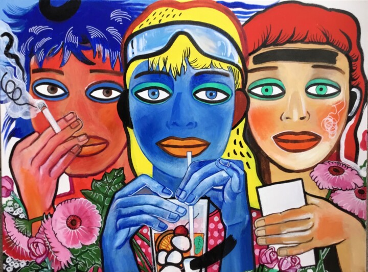 Malerei mit dem Titel "Friends" von Bugaenko Natalia, Original-Kunstwerk, Acryl