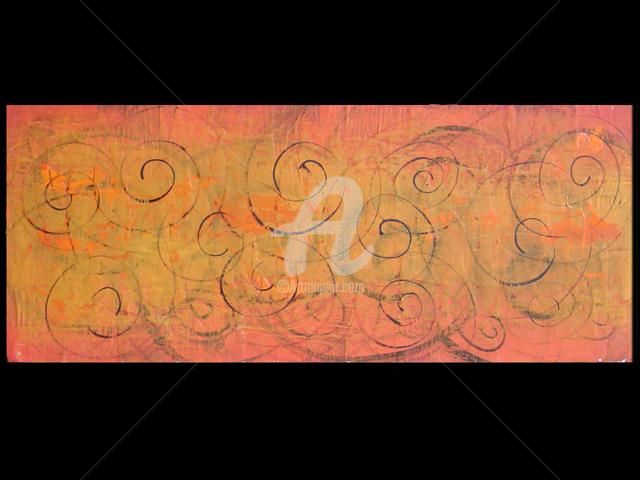 「Orange Collage With…」というタイトルの絵画 Carlee Buggeによって, オリジナルのアートワーク, オイル