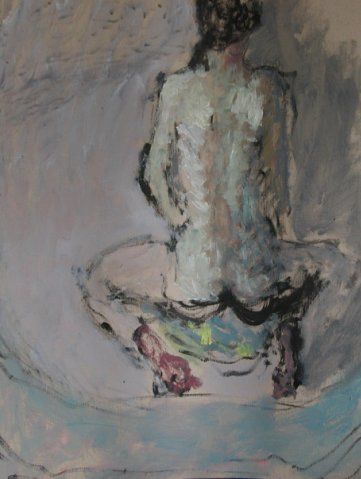 Pintura titulada "Модель спиной на се…" por Sergei Bugrovskii, Obra de arte original