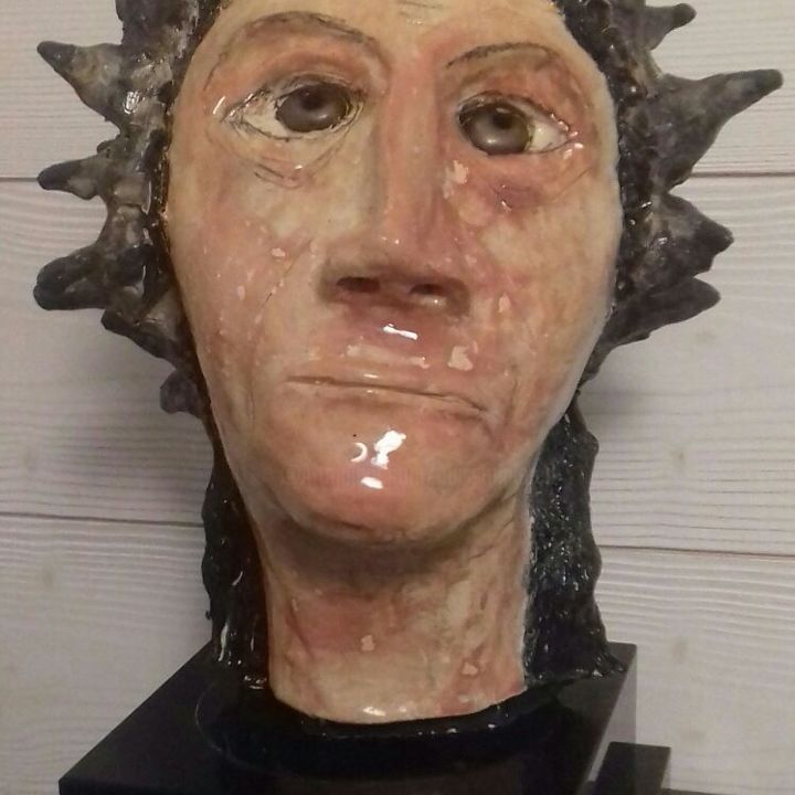 Sculpture titled "Christ" by Buissonnières, Original Artwork, Ceramics