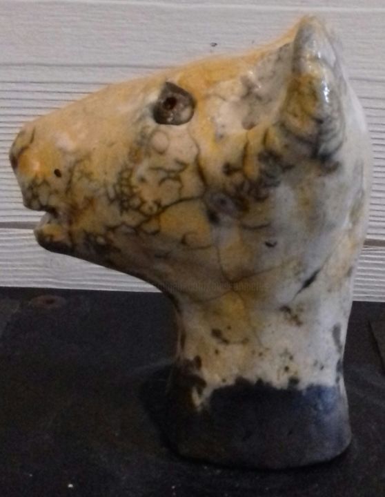 Sculpture intitulée "Felino aranciato" par Buissonnières, Œuvre d'art originale, Céramique
