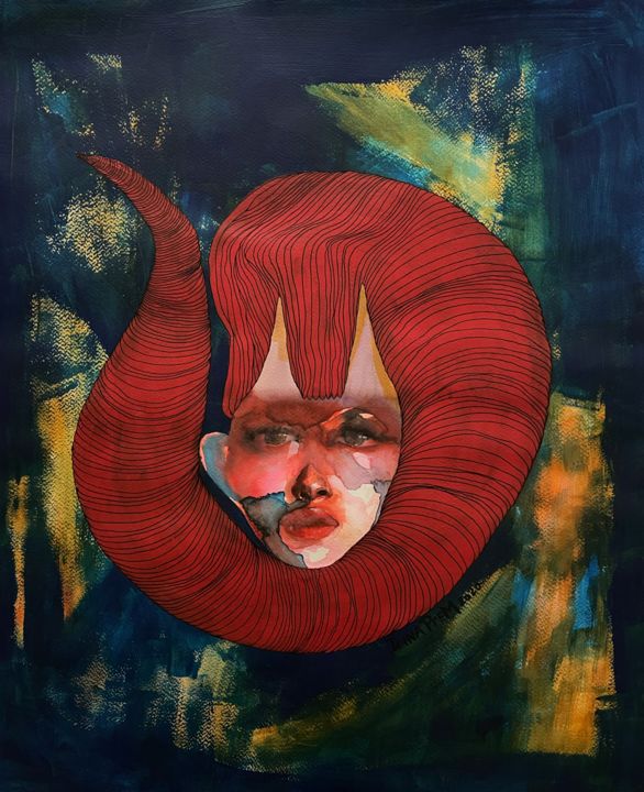 Pittura intitolato "[Silia]" da Irina Bulatova, Opera d'arte originale, Acquarello