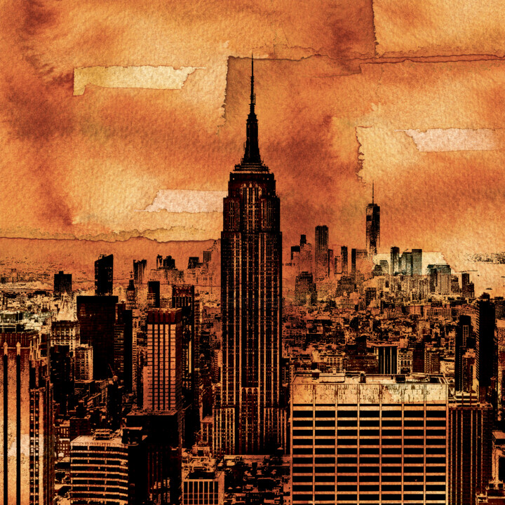 Arts numériques intitulée "Gotham City" par Bulent Unsal, Œuvre d'art originale, Travail numérique 2D