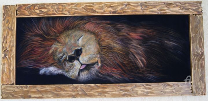 Картина под названием "Сонный лев" - Anastasia Bondar, Подлинное произведение искусства