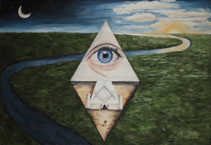 Pintura intitulada "O Olho de Hórus -…" por Leonardo Bulhões, Obras de arte originais, Óleo