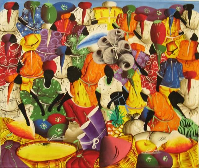 Peinture intitulée "MARCHE COLORE" par Buni Ninin, Œuvre d'art originale, Huile