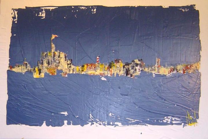 Painting titled "Castle Dock" by Laurent Buntinx, Original Artwork