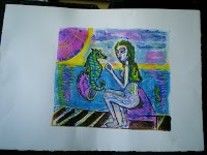 Printmaking titled "Mujer con caballo d…" by Paulabs, Original Artwork, Engraving