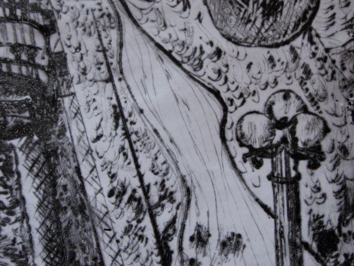 Estampas & grabados titulada "Puente" por Paulabs, Obra de arte original, Grabado