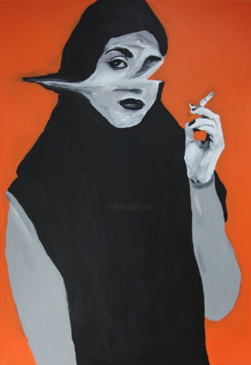 Peinture intitulée "smoke2" par Burcu Panahi, Œuvre d'art originale, Acrylique