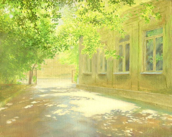 Painting titled "В солнечном свете" by Anastasiia Anatolevna Burdenkova, Original Artwork, Oil