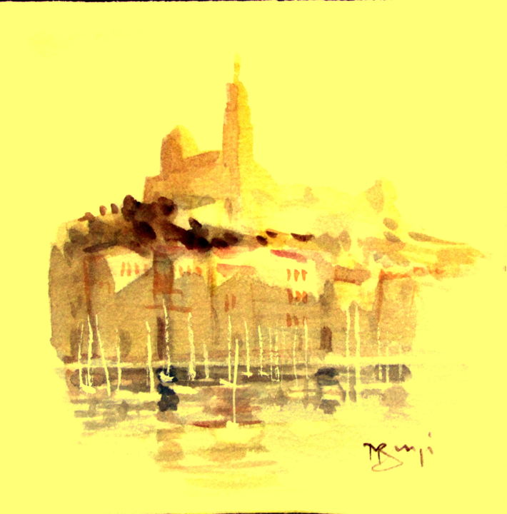 Peinture intitulée "ag103-17x17.jpg" par Roger Burgi, Œuvre d'art originale, Aquarelle