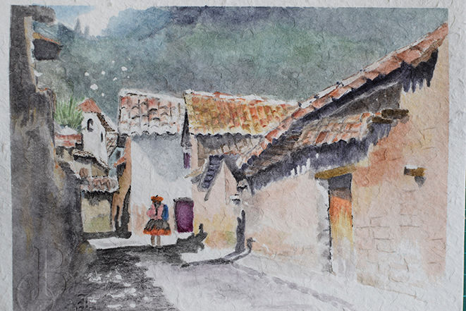 Картина под названием "calle-ciega.jpg" - Bernardo Burgos, Подлинное произведение искусства, Акварель