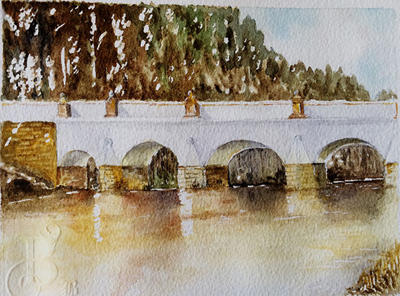 Painting titled "puente-del-comun.jpg" by Bernardo Burgos, Original Artwork, Watercolor