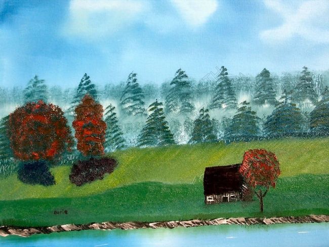 Painting titled "Lakeside Getaway" by Burie Smith, Original Artwork
