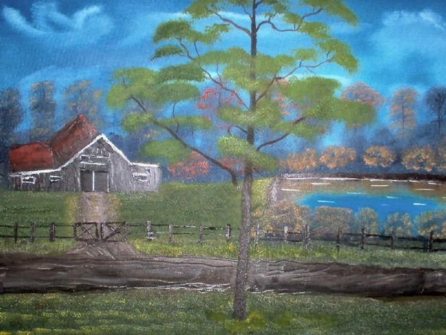 Pittura intitolato "Roadside Barn" da Burie Smith, Opera d'arte originale