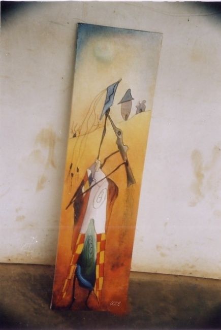 Painting titled "joueur de flûte" by Abdoul Aziz Tapsoba, Original Artwork