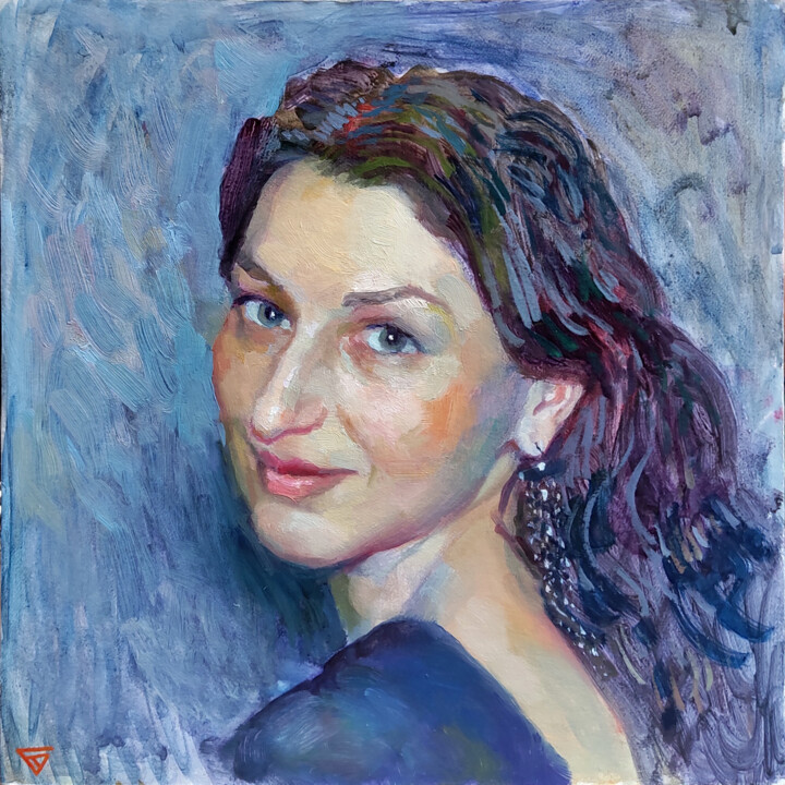 Peinture intitulée "Portrait of a young…" par Aleksey Burov, Œuvre d'art originale, Huile