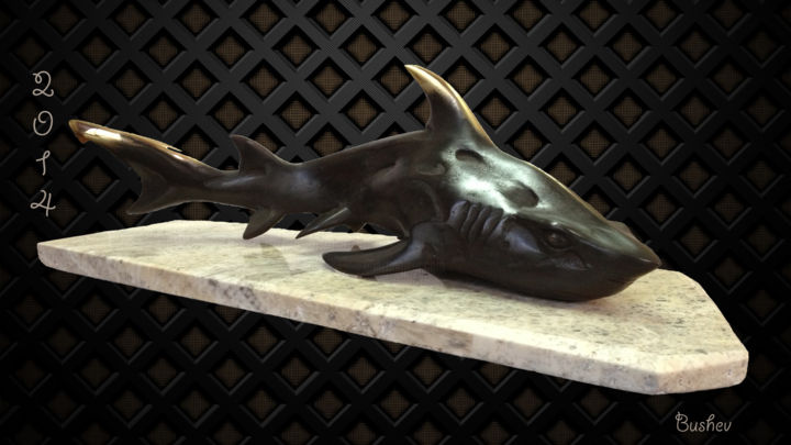 Sculpture titled "Shark" by Bushev, Original Artwork, Metals