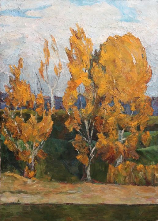 Painting titled "Autumn" by Busuioc Elena, Original Artwork, Oil